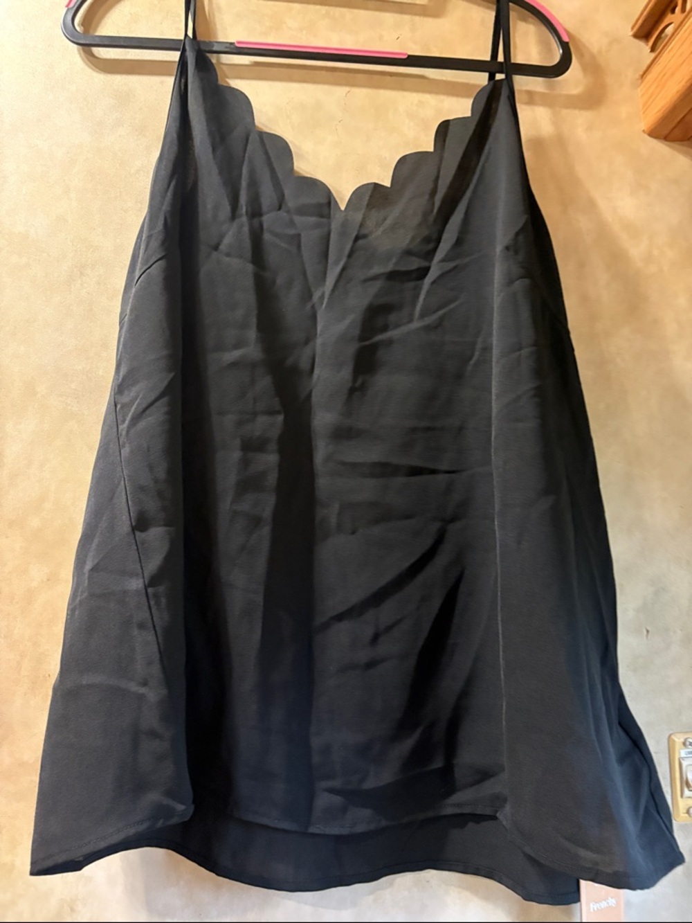 SHEIN Black Slip Topwith Scalloped Neckline